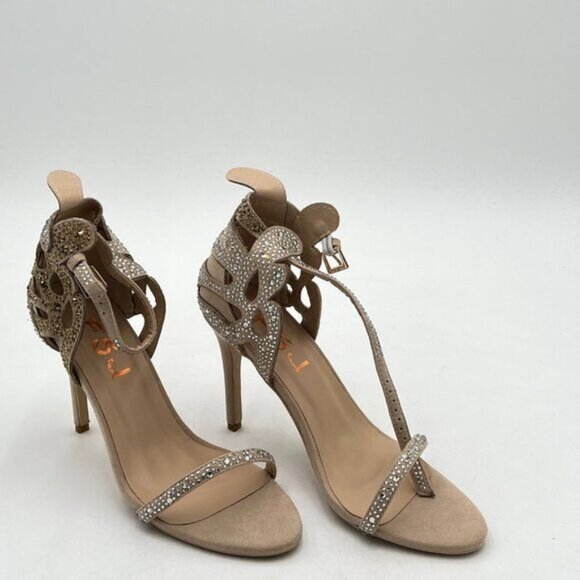 FSJ Champagne Wedding Shoes Rhinestone Stiletto Heels Bridal Sandals - Picture 4 of 8